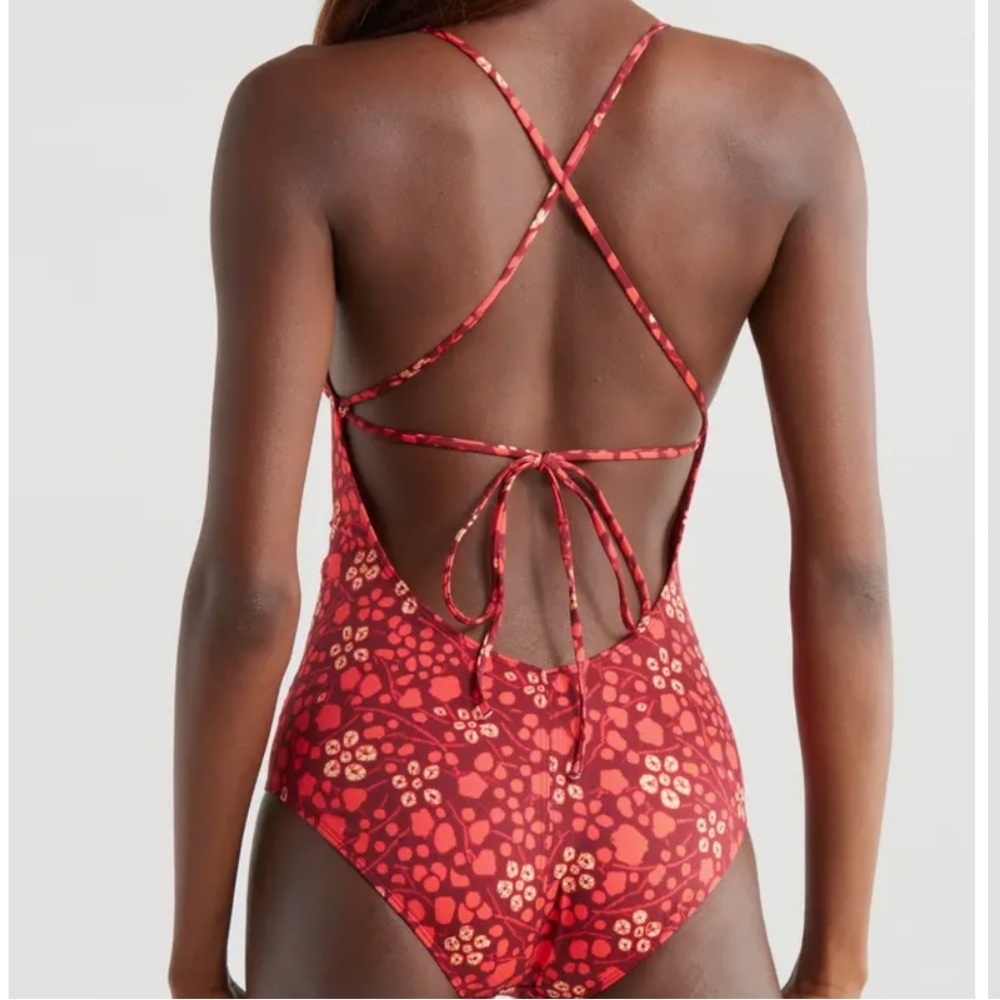 Ulla Johnson Positano One-Piece Swimsuit | Coral Print | Size S - Picture 3 of 7